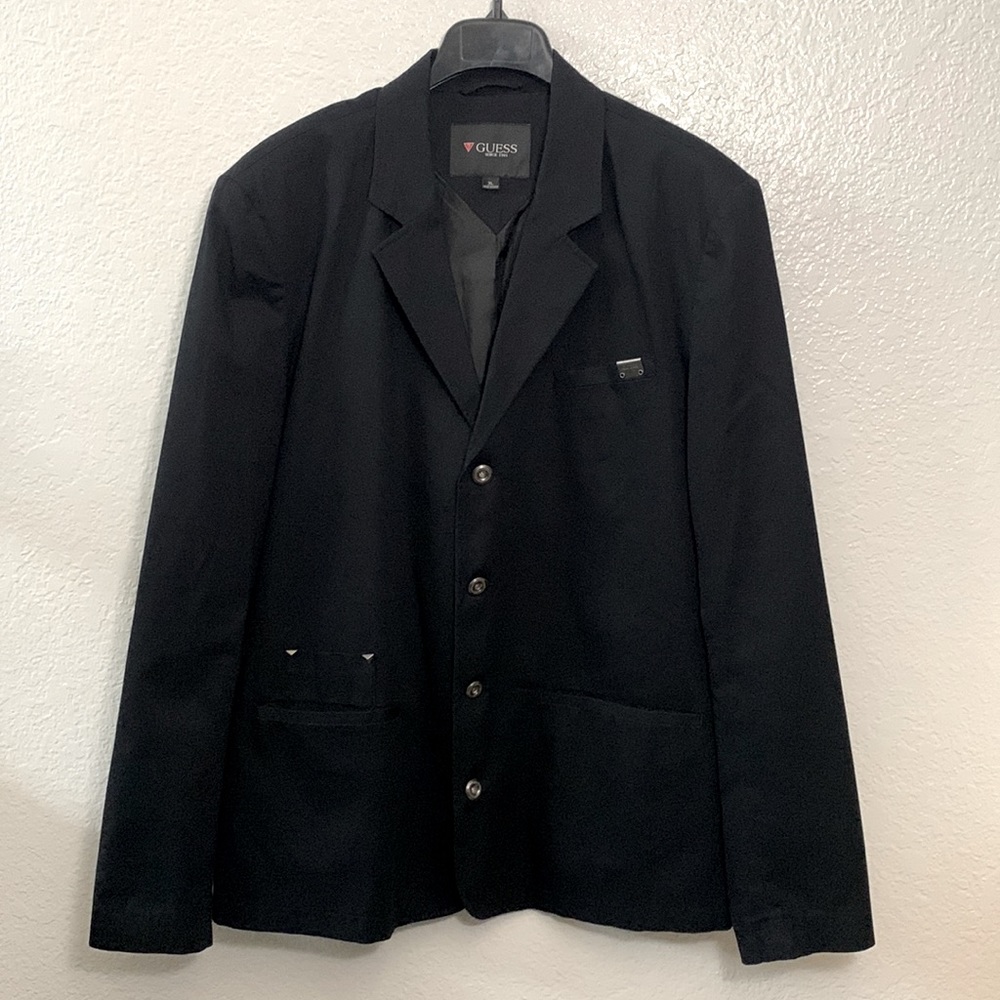 GUESS Rare Casual Blazer, Studs And Metal Buttons Jean-Like Details/EUC